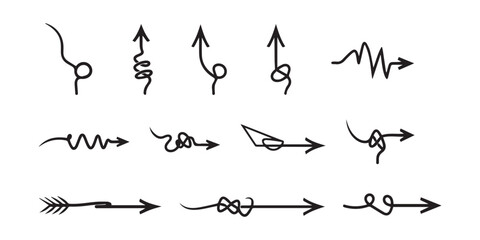 Vector many different twisted line arrow element set