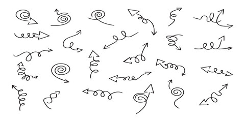 Obraz premium Vector many different twisted line arrow element set