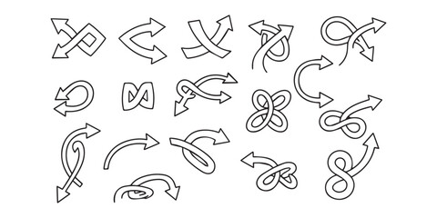 Vector many different twisted line arrow element set