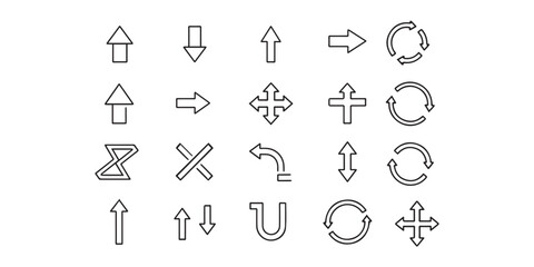 Vector Line Arrow icon set in thin line style