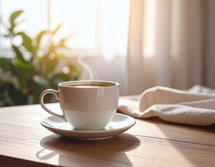 Calm Morning Coffee in Soft Sunlight