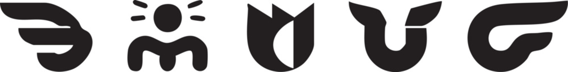 Abstract black and white vector shapes: modern graphic design elements eps silhouette