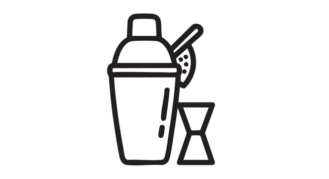 black cocktail shaker, strainer, jigger clip art preview