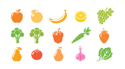 Vector icons of monochromatic fruits and veggies for your design and app. Raw style. Vector files included.

