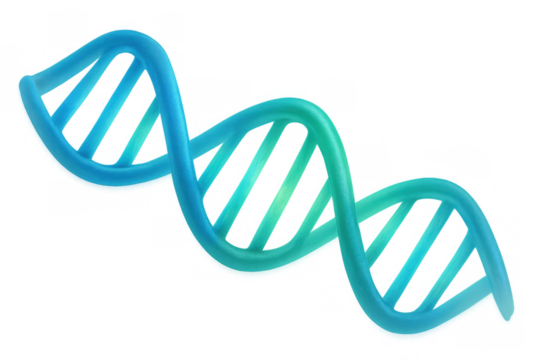 Dna double helix structure illustrating genetics and biotechnology concept with transparent background