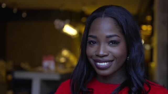 Beautiful african american woman taking a selfie video