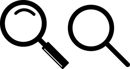 Two magnifying glasses icons simple black and white design