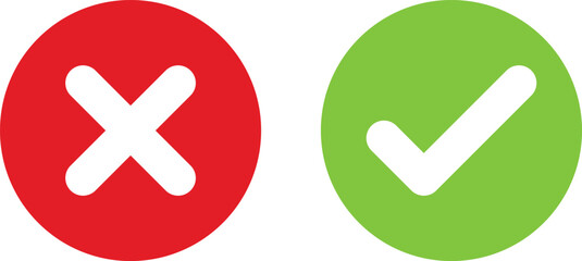 Obraz premium Red x and green checkmark symbols for yes or no decisions
