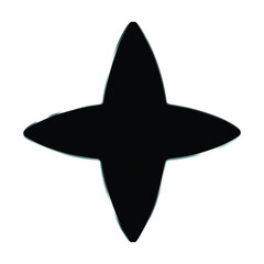 A simple black silhouette of a four-pointed star with curved, pointed edges isolated on a white background.