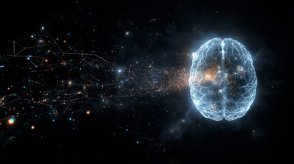 Futuristic Digital Brain with Neural Network Connections