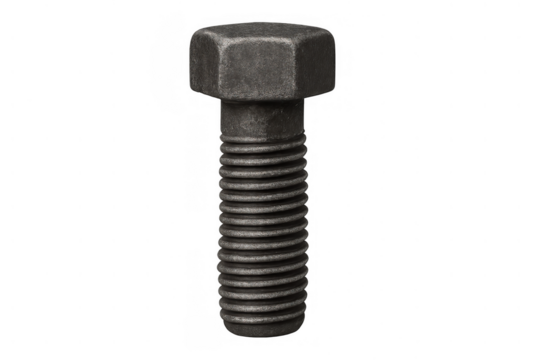 Industrial steel bolt featuring a hexagonal head and screw thread, essential component for heavy-duty connections and repairs