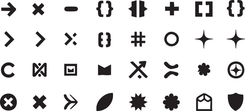 Vector graphics: symbols, icons, arrows, brackets, and mathematical operators - downloadable svg eps silhouette