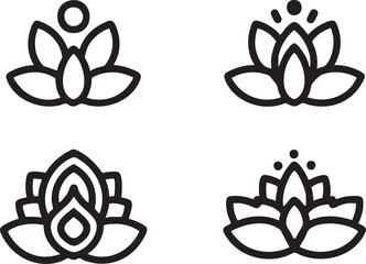 Lotus flower vector icons: yoga, meditation, and spiritual design elements eps silhouette