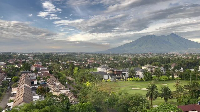The beauty of Mount Halimun Salak in Bogor Regency, Indonesia, seen from the top of the 11th floor of the building.