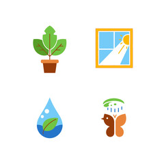 Obraz premium Plant care essentials sunlight water and butterfly with rain for growth.