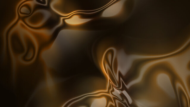 Luxurious Abstract Background of Flowing Melted Chocolate or Molten Gold Liquid with Glossy Wavy Surface and Warm Brown Tones for Elegance