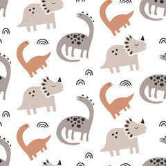Cute Dinosaur Seamless Pattern Background Print