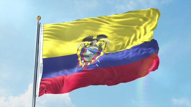 4K Ecuador flag waving in the wind - realistic Ecuador flag animation in high resolution, perfect for Ecuador national day, independence, travel and patriotic video projects