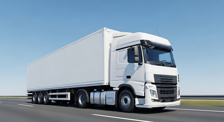 Cargo Transportation A Modern White Truck Delivering Goods on the Highway