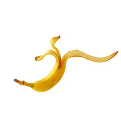 Partially Peeled Yellow Banana isolated on a transparent background