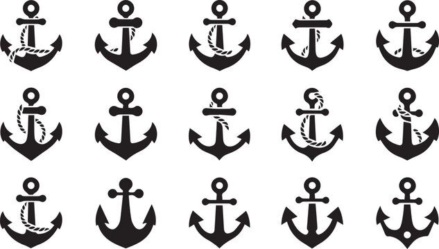 Assorted Nautical Anchor Icons maritime ocean
