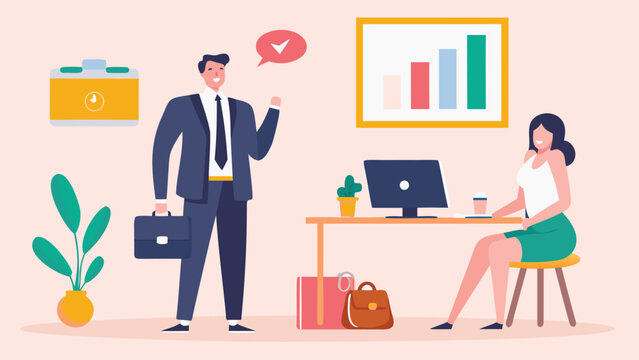 Successful business colleagues celebrating achievements and goals in a modern office environment with charts and plants