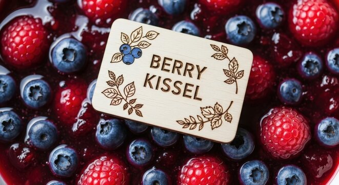 Fresh Berry Kissel with Whole Berries &ndash; Aspen Wood Sign & Forest Motifs in Vibrant Leica Lighting
