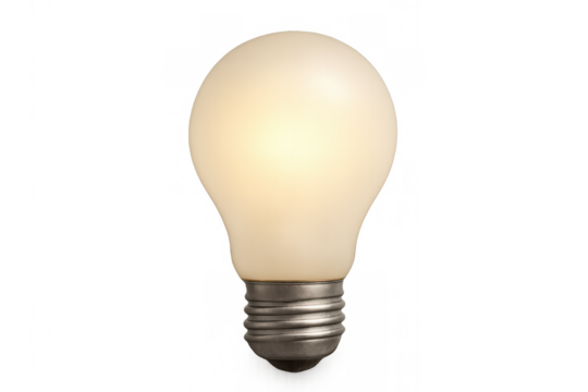 Glowing light bulb illuminating a new idea, innovation, or brilliant inspiration on transparent background - Powered by Adobe