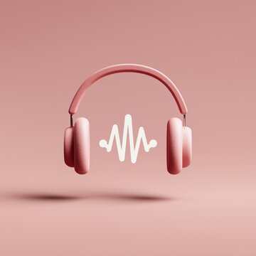 A headphone logo, a minimal playlist channel logo design, light pastel background, a simple  headset icon centered with music wave, flat clean vector style 