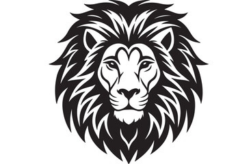 Fototapeta premium Black and white lion head with detailed mane close up