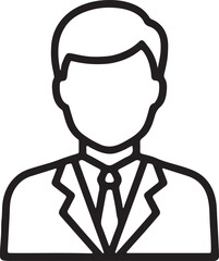 Minimalist Businessman Avatar Icon – Professional Male Profile Silhouette in Suit and Tie for Corporate, Office, and Contact Use