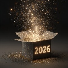 Festive Gift Box Bursting with Sparkling Champagne in a Glamorous Environment