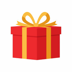 Red Gold Christmas Gift Box Upright With Top Ribbon