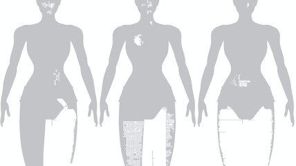 AI Image Conceptual representation of fractured identities in digital space, ethereal forms
