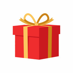 Tall Red Box Gift Vector Gold For Holidays