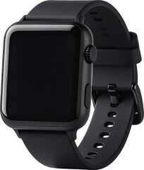 블랙 스트랩이 달린 스마트워치 입체 측면 뷰