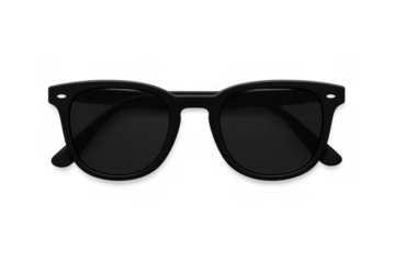 Black fashion sunglasses providing stylish sun protection and a cool, modern accessory on transparent background