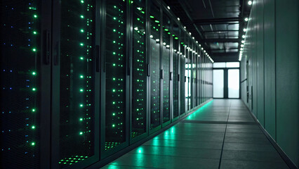 green light in data center room