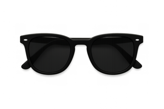 Black fashion sunglasses providing stylish sun protection and a cool, modern accessory on transparent background