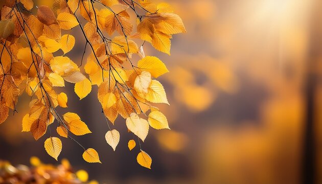 Abstract Nature Autumn Background With Yellow Leaves