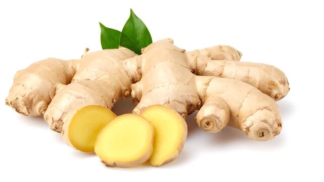 Fresh ginger root with sliced pieces. (1)