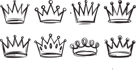 Hand drawn crowns collection royalty symbol