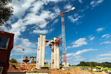 Building a new highway bridge in Bernartice, Czechia