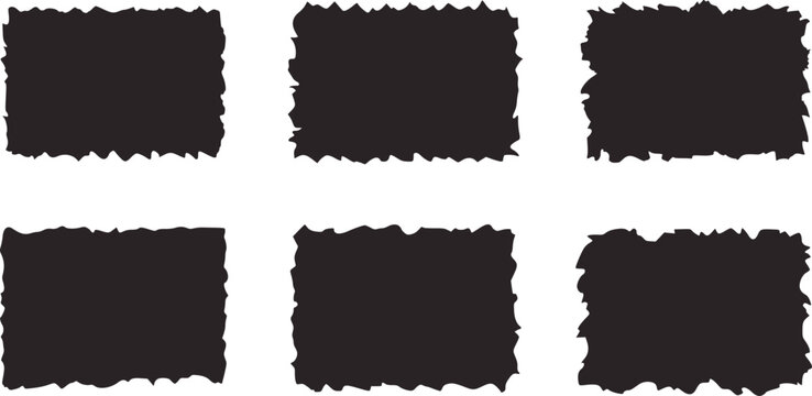 Six dark grey torn paper shapes vector