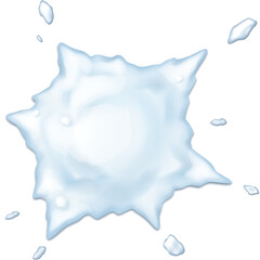 Snowball Splatter Effect Isolated on Transparent Background Dynamic Winter Action Element Frozen Water Burst Splash White Blue Hues