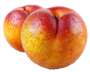 Hyperrealistic High-Quality Image of Fresh Apricots with Water Droplets Isolated on White Background Front View
