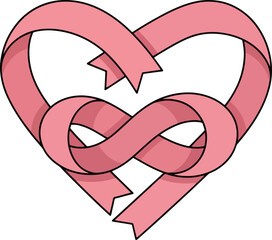 Pink Ribbon Heart Symbol of Love and Support