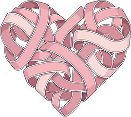 Heart of Pink Ribbons A Symbol of Hope and Awareness for Breast Cancer Support