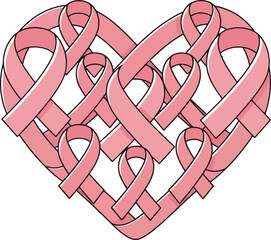 Pink Ribbon Heart A Symbol of Breast Cancer Awareness and Support