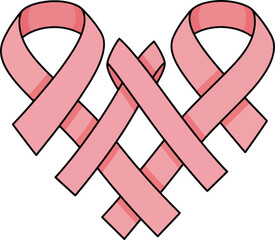 Symbolic representation of awareness ribbons forming a stylized heart shape, promoting health and support